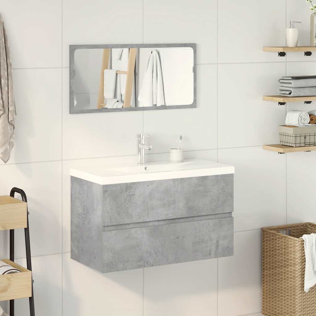 3 Piece Bathroom Furniture Set Concrete Grey Engineered Wood